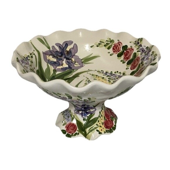 Dillards 2017 Don Swanson "Heavenly Garden" or English Garden pedestal compote - Picture 2 of 16